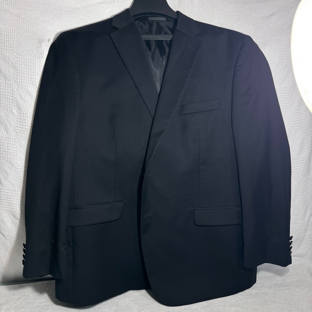 CHAPS MENS BLACK BLAZER 100% WOOL Size 48‎ R. EUC